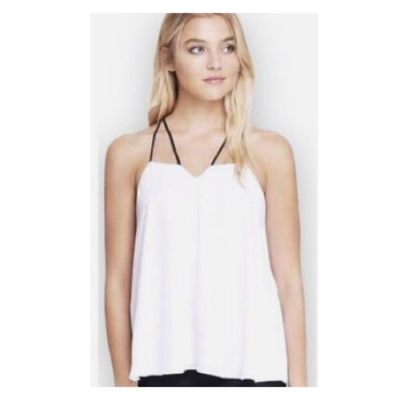 Express Tops - Express Blouse Silk-like off white Ivory with Black Straps Cami Top Size S